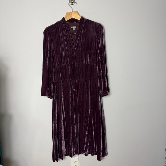 J. Jill Jackets & Blazers - Vintage J.Jill Velvet Aubergine Purple Duster/Dress Silk Size 10